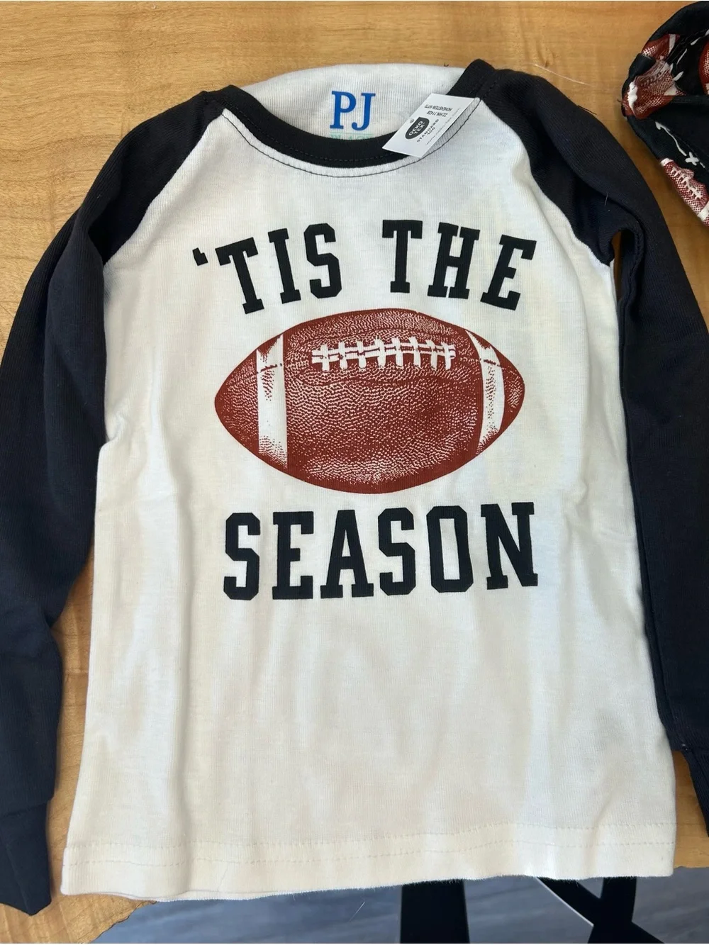 The Children's Place 'Tis The Season Football Long Sleeve Top - White & Black